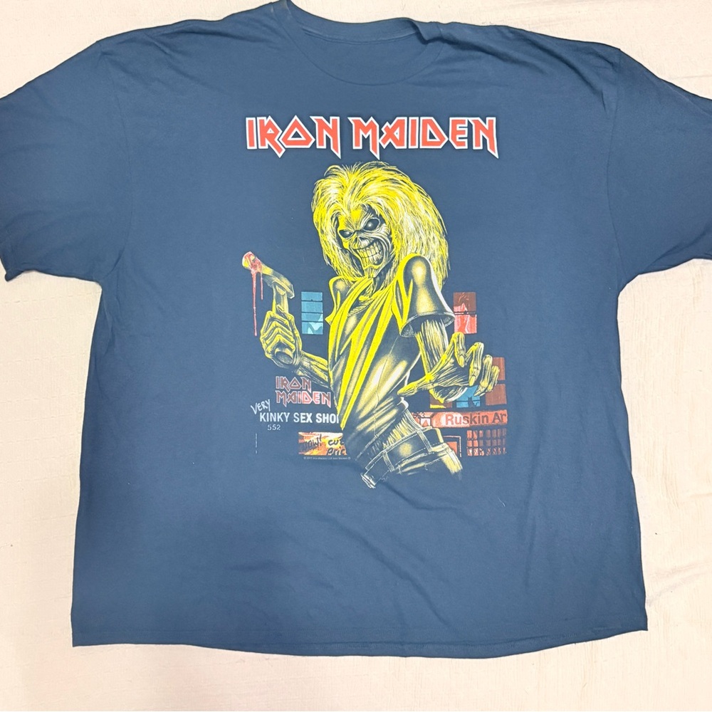 Blue and Yellow Casual Button Down Shirt with Graphic Design